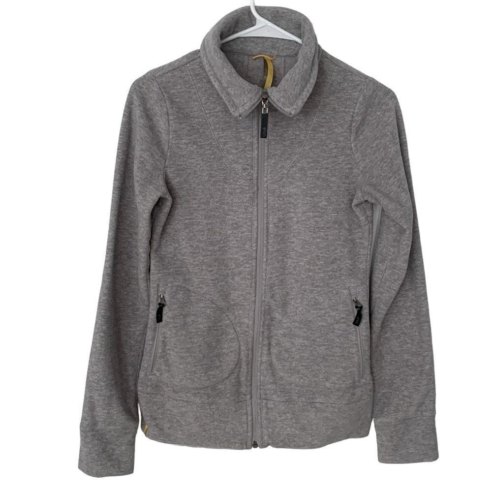 Lole Heathered Grey Full Zip Long Sleeve Fleece - Pocket Interest Jacket - XS